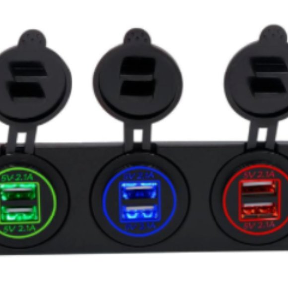 Marine 5V 4.2A Dual USB Charger 3-Socket Adapter Power Outlet - Picture 1 of 4